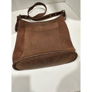 Vintage Coach 9060 Slim Duffle Sac Brown Suede Leather Bag Crossbody